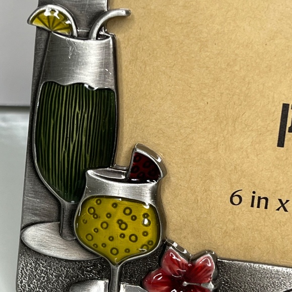 Pier 1 Beach Vacation Photo Frame 6” X 4” Cocktail Picture Frame Metal Retired - Picture 3 of 10